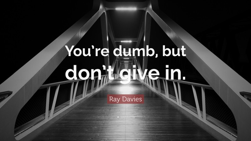 Ray Davies Quote: “You’re dumb, but don’t give in.”