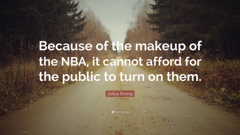 Julius Erving Quote: “Because of the makeup of the NBA, it cannot afford for the public to turn on them.”