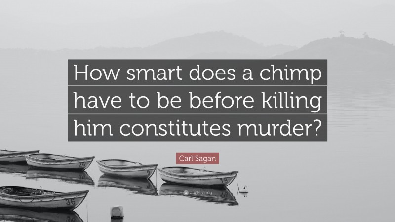 Carl Sagan Quote: “How smart does a chimp have to be before killing him constitutes murder?”