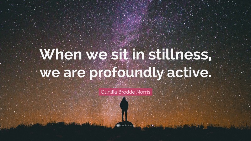 Gunilla Brodde Norris Quote: “When we sit in stillness, we are profoundly active.”