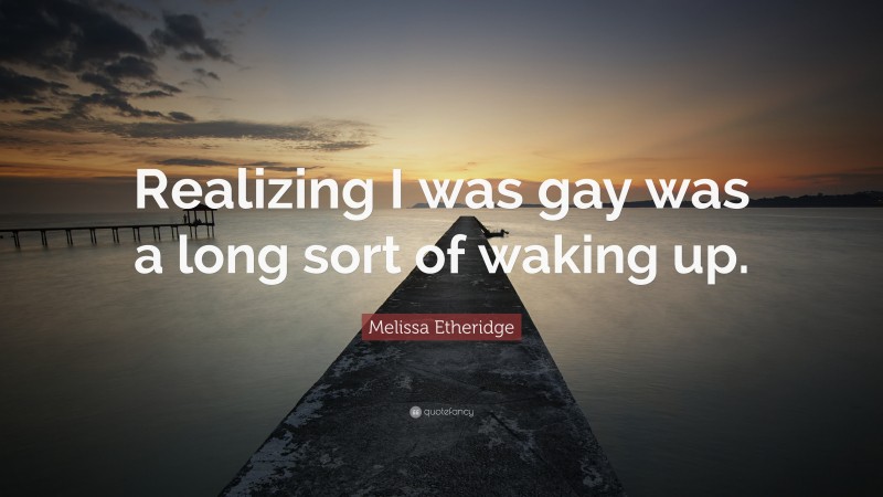 Melissa Etheridge Quote: “Realizing I was gay was a long sort of waking up.”
