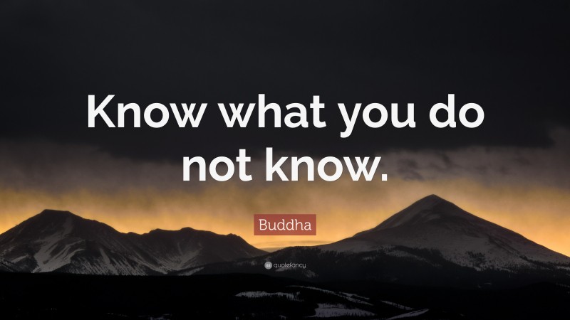 Buddha Quote: “Know what you do not know.”