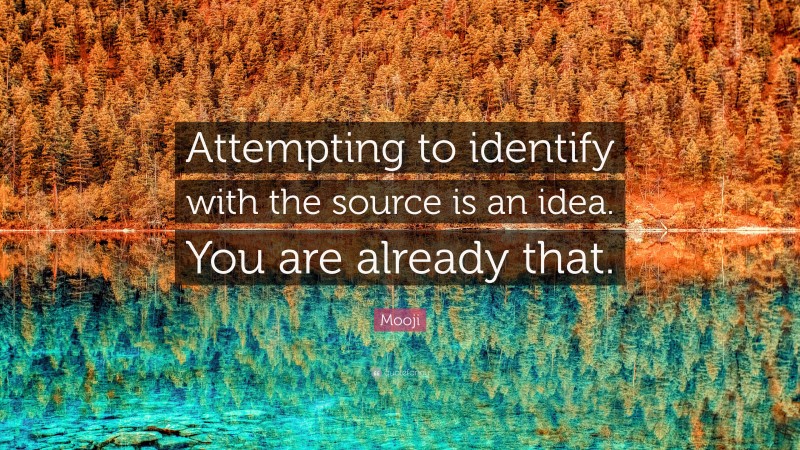 Mooji Quote: “Attempting to identify with the source is an idea. You are already that.”