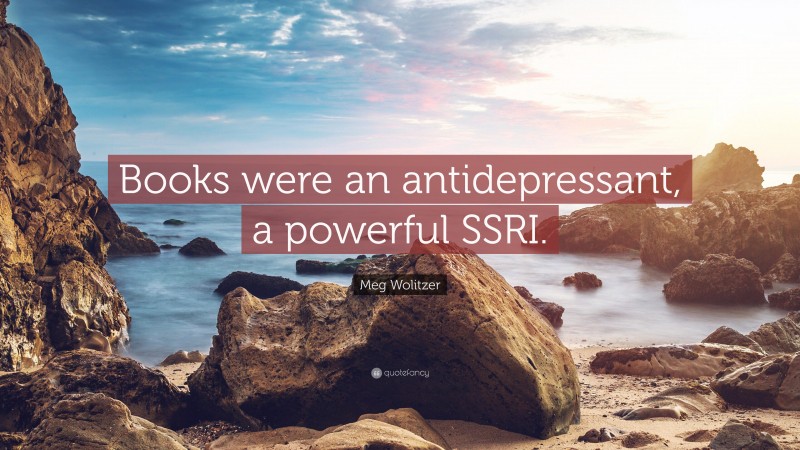 Meg Wolitzer Quote: “Books were an antidepressant, a powerful SSRI.”