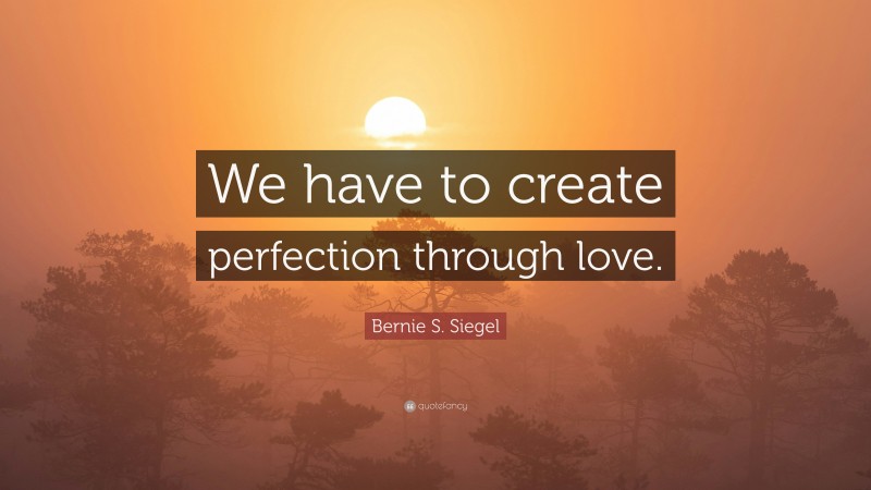 Bernie S. Siegel Quote: “We have to create perfection through love.”