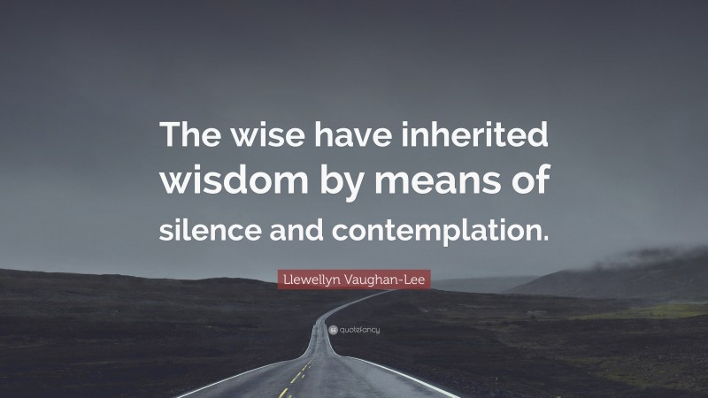 Llewellyn Vaughan-Lee Quote: “The wise have inherited wisdom by means of silence and contemplation.”