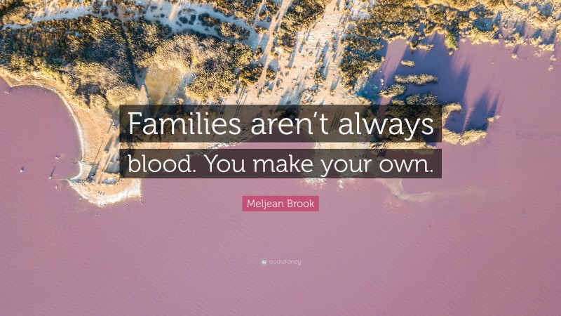 Meljean Brook Quote: “Families aren’t always blood. You make your own.”