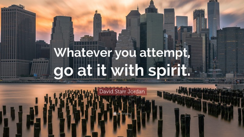 David Starr Jordan Quote: “Whatever you attempt, go at it with spirit.”