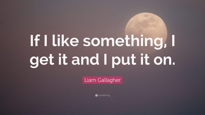Liam Gallagher Quote: “If I like something, I get it and I put it on.”