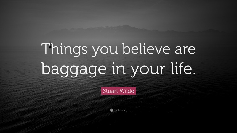Stuart Wilde Quote: “Things you believe are baggage in your life.”