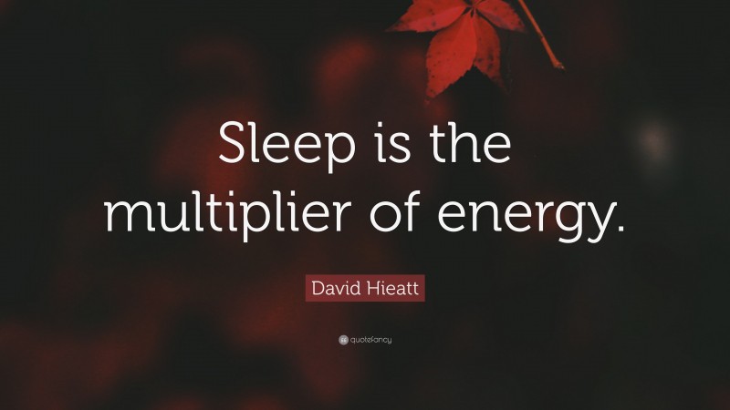 David Hieatt Quote: “Sleep is the multiplier of energy.”