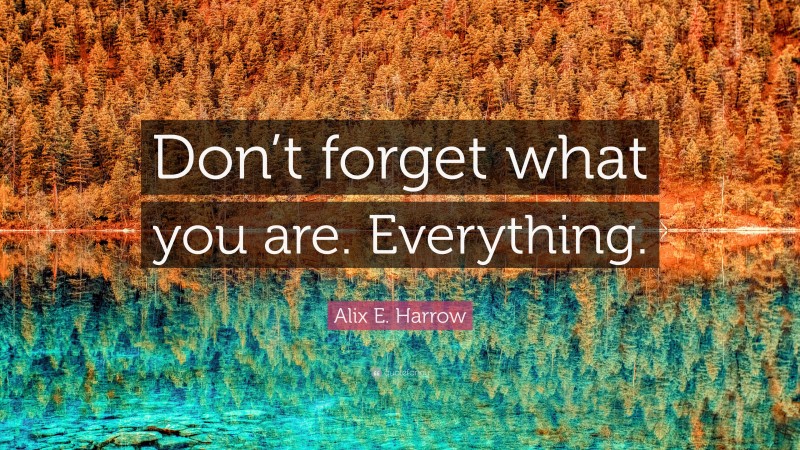 Alix E. Harrow Quote: “Don’t forget what you are. Everything.”