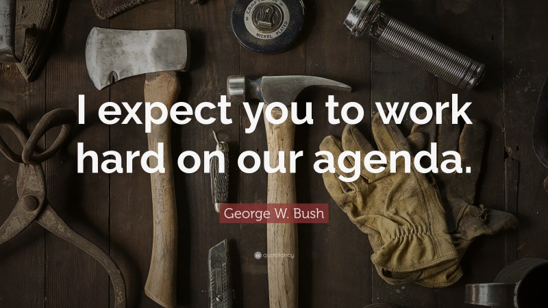 George W. Bush Quote: “I expect you to work hard on our agenda.”