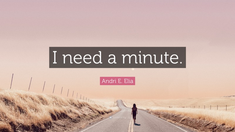 Andri E. Elia Quote: “I need a minute.”