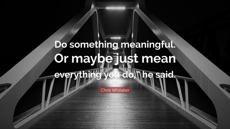 Chris Whitaker Quote: “Do something meaningful. Or maybe just mean everything you do,” he said.”