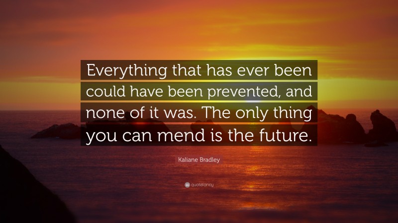 Kaliane Bradley Quote: “Everything that has ever been could have been prevented, and none of it was. The only thing you can mend is the future.”