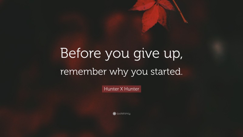 Hunter X Hunter Quote: “Before you give up, remember why you started.”