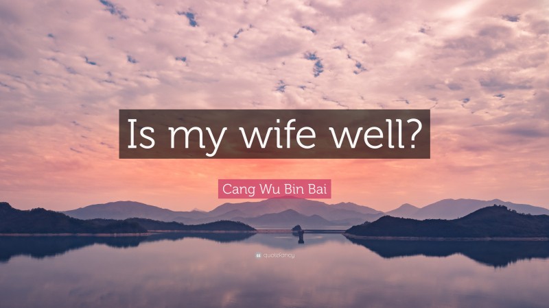 Cang Wu Bin Bai Quote: “Is my wife well?”