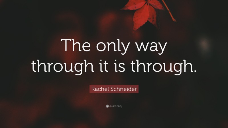 Rachel Schneider Quote: “The only way through it is through.”