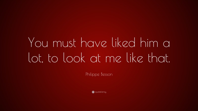Philippe Besson Quote: “You must have liked him a lot, to look at me like that.”