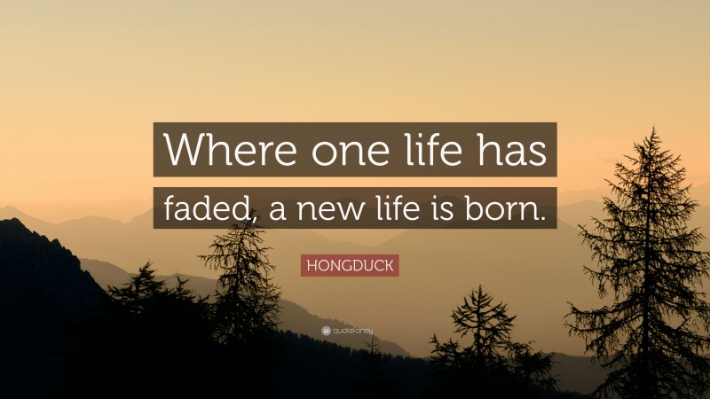 HONGDUCK Quote: “Where one life has faded, a new life is born.”