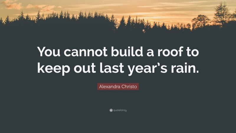 Alexandra Christo Quote: “You cannot build a roof to keep out last year’s rain.”