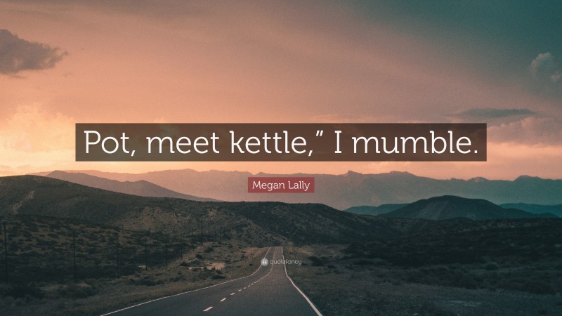 Megan Lally Quote: “Pot, meet kettle,” I mumble.”