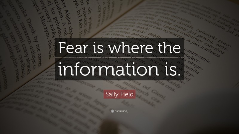Sally Field Quote: “Fear is where the information is.”