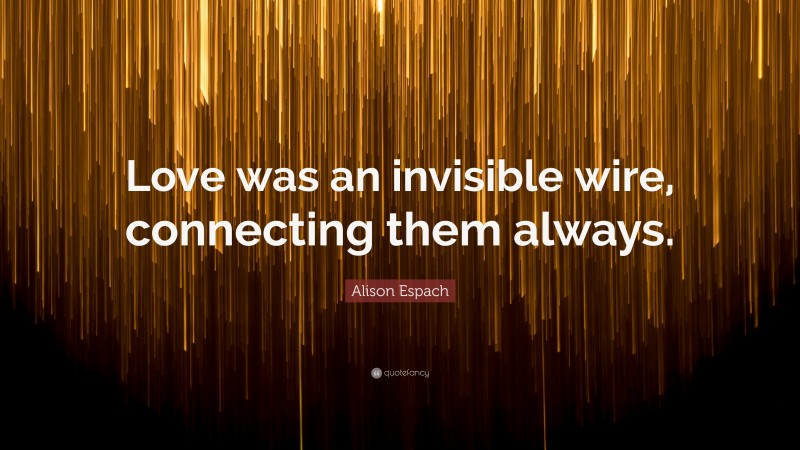 Alison Espach Quote: “Love was an invisible wire, connecting them always.”