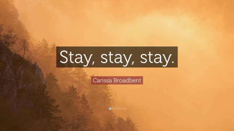 Carissa Broadbent Quote: “Stay, stay, stay.”