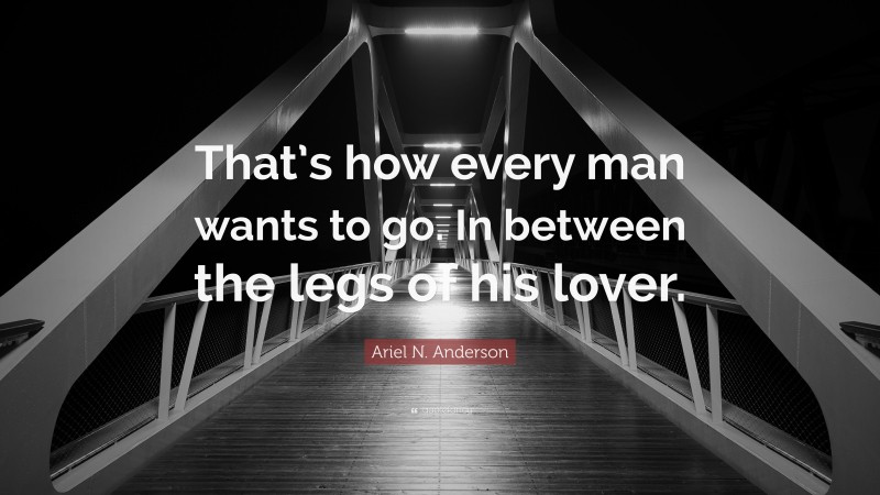 Ariel N. Anderson Quote: “That’s how every man wants to go. In between the legs of his lover.”
