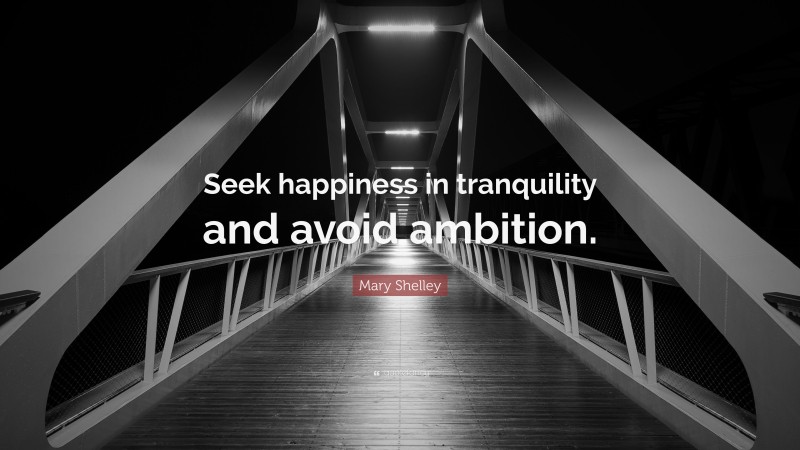 Mary Shelley Quote: “Seek happiness in tranquility and avoid ambition.”