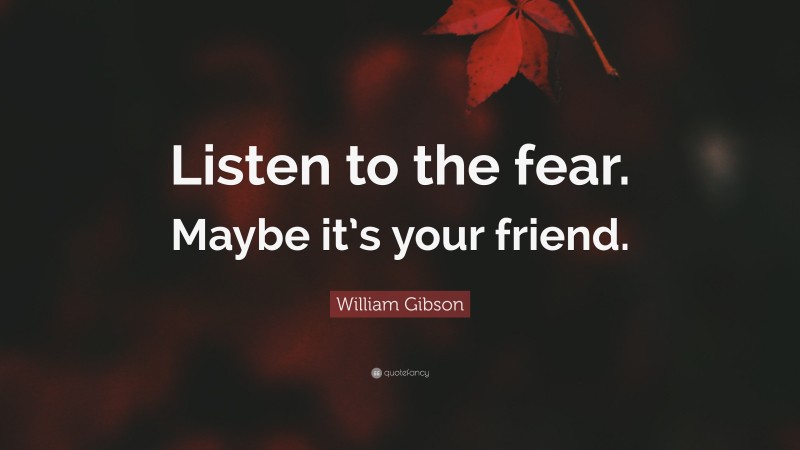 William Gibson Quote: “Listen to the fear. Maybe it’s your friend.”