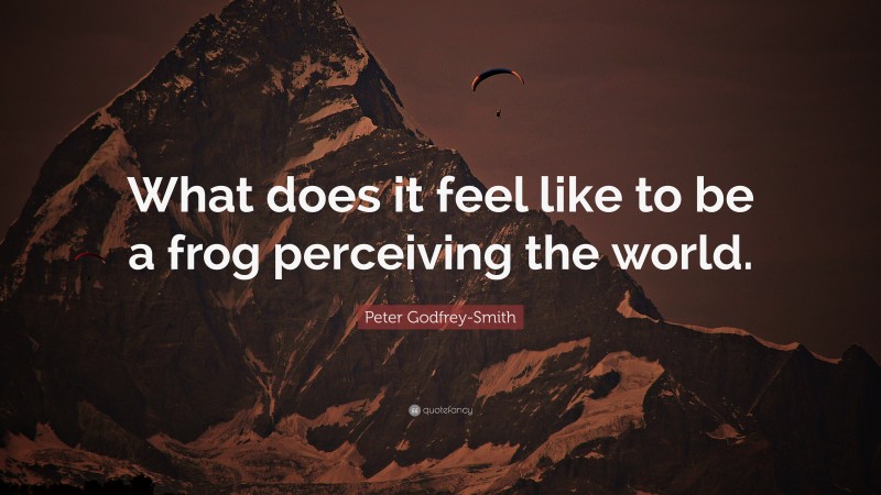 Peter Godfrey-Smith Quote: “What does it feel like to be a frog perceiving the world.”