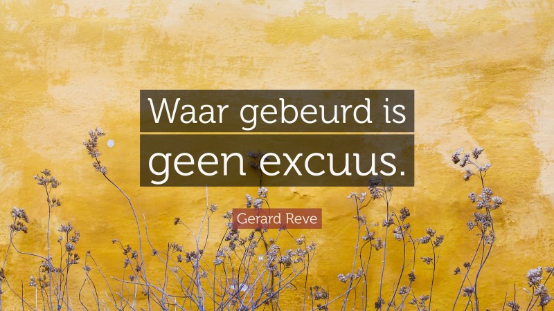 Gerard Reve Quote: “Waar gebeurd is geen excuus.”