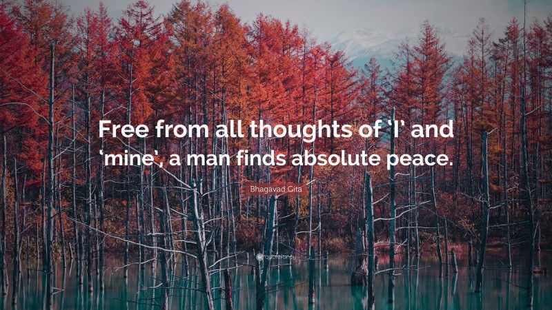 Bhagavad Gita Quote: “Free from all thoughts of ‘I’ and ‘mine’, a man finds absolute peace.”