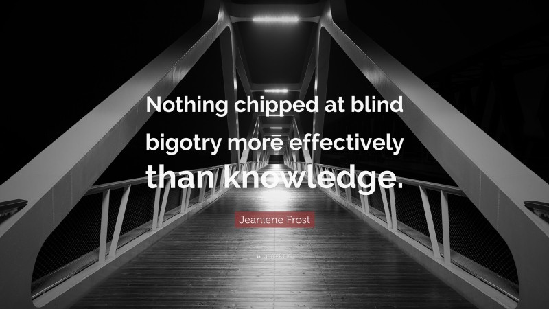 Jeaniene Frost Quote: “Nothing chipped at blind bigotry more effectively than knowledge.”