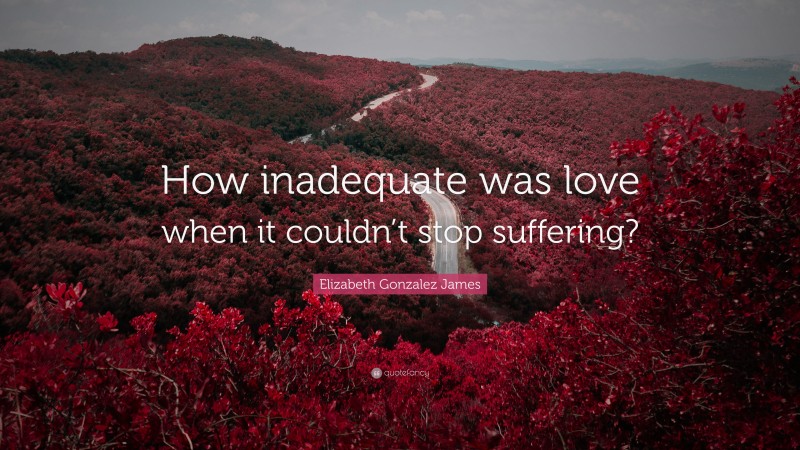 Elizabeth Gonzalez James Quote: “How inadequate was love when it couldn’t stop suffering?”