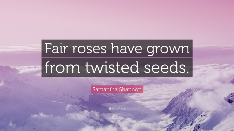 Samantha Shannon Quote: “Fair roses have grown from twisted seeds.”