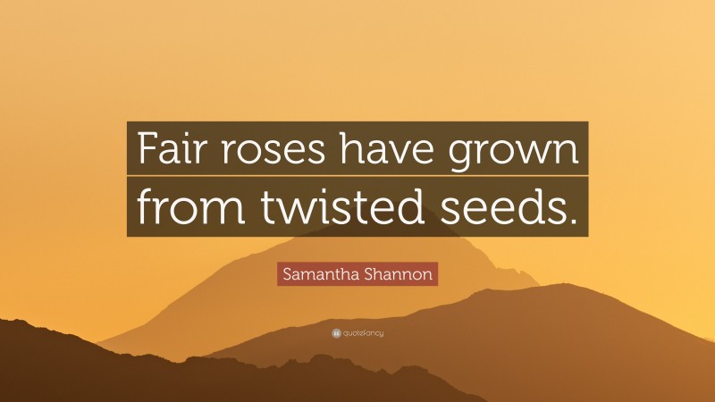 Samantha Shannon Quote: “Fair roses have grown from twisted seeds.”