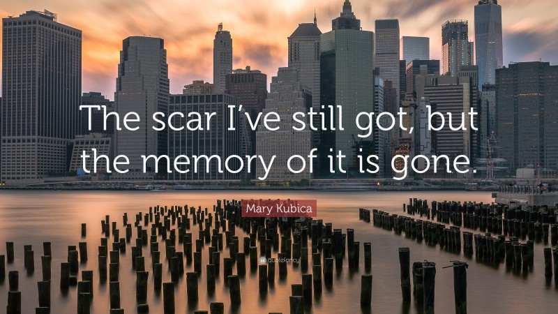 Mary Kubica Quote: “The scar I’ve still got, but the memory of it is gone.”