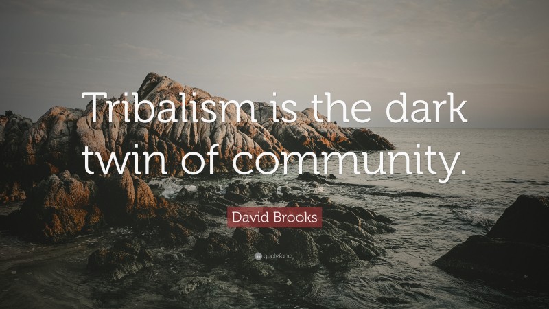 David Brooks Quote: “Tribalism is the dark twin of community.”