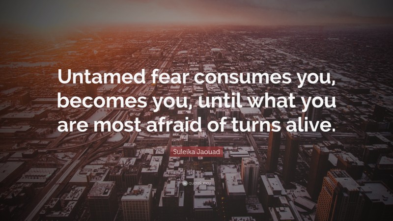 Suleika Jaouad Quote: “Untamed fear consumes you, becomes you, until what you are most afraid of turns alive.”