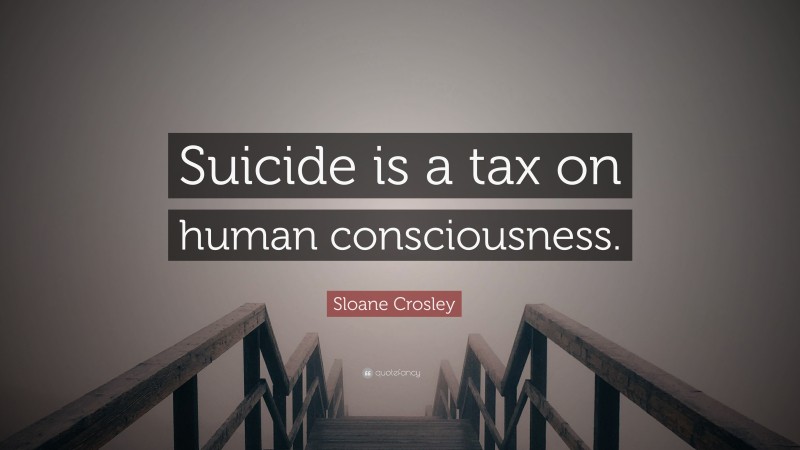Sloane Crosley Quote: “Suicide is a tax on human consciousness.”