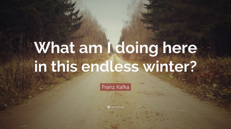 Franz Kafka Quote: “What am I doing here in this endless winter?”