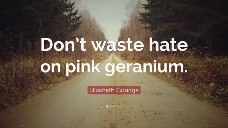 Elizabeth Goudge Quote: “Don’t waste hate on pink geranium.”