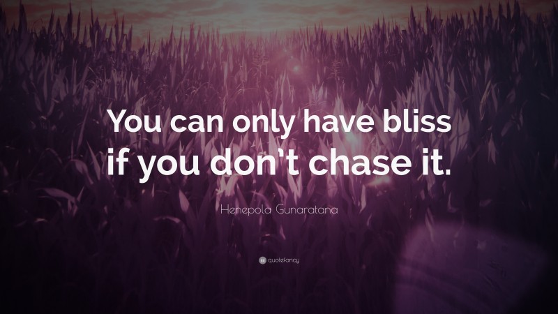 Henepola Gunaratana Quote: “You can only have bliss if you don’t chase it.”
