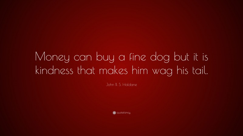 John B. S. Haldane Quote: “Money can buy a fine dog but it is kindness that makes him wag his tail.”