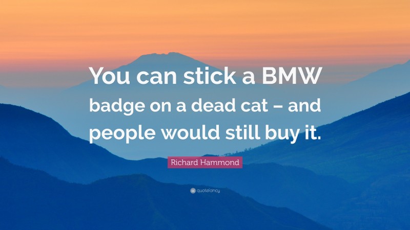 Richard Hammond Quote: “You can stick a BMW badge on a dead cat – and people would still buy it.”