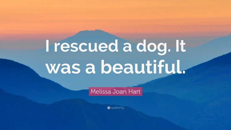 Melissa Joan Hart Quote: “I rescued a dog. It was a beautiful.”